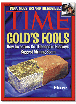 The Bre-X mining scandal was a massive 1990s fraud involving a fake gold deposit in Busang, Indonesia. Calgary, Canada-based Bre-X Minerals claimed to have found one of the world's largest gold deposits, causing stock prices to soar from pennies to nearly $300CAD in 1996. It was revealed that engineers salted core samples with gold, causing the company to collapse in 1997, taking individual investors, mutual funds, and retirement pension plans with them.